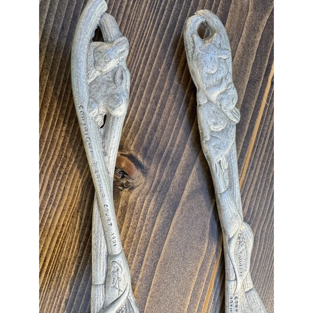 Arthur Court Bunny Rabbit Salad Serving Set Spoon‎ Fork Aluminum Vintage 1991